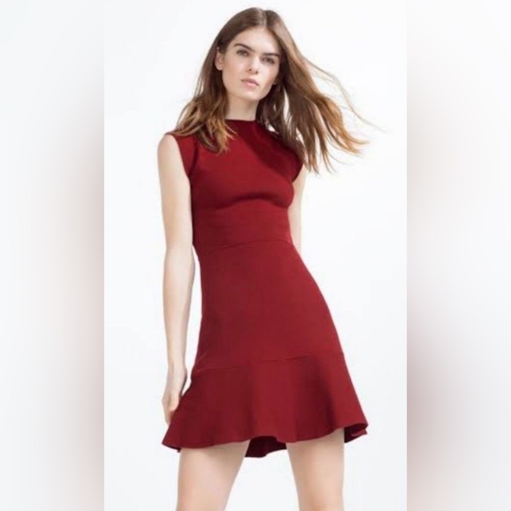 Zara Deep Red Sleeveless Mini Dress